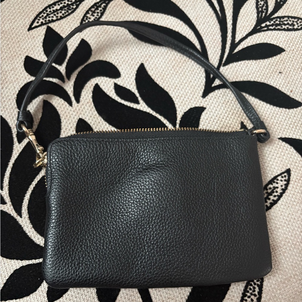 Coach Pebbled Black Leather Wristlet - Picture 3 of 4